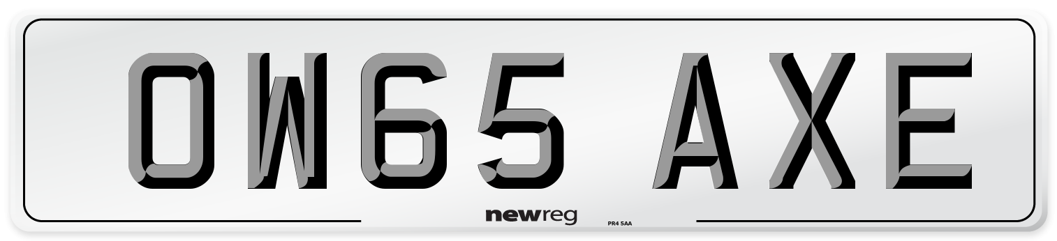OW65 AXE Number Plate from New Reg